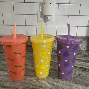 Custom Made Summer Glitter Fruit 24 oz Tumblers
